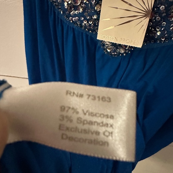 NWT M BOSTON PROPER Blue Rhinestone pleated lightweight woman tank top coastal - Picture 6 of 12
